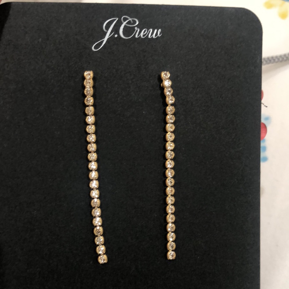 J Crew Linear Crystals Chain Earrings.